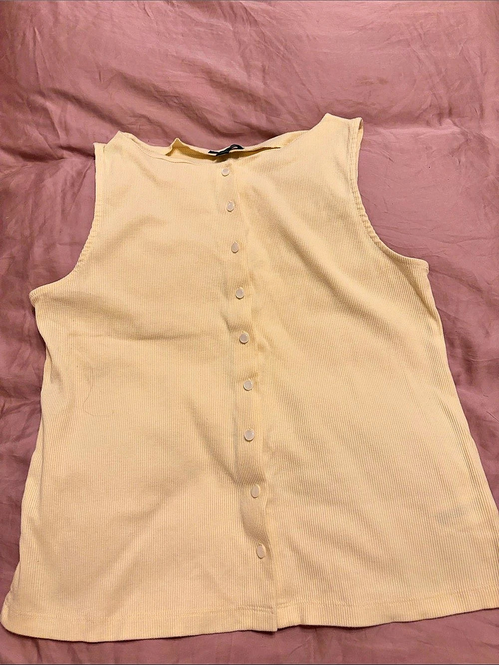 Wild Fable Ribbed Button-Down Tank Top in Beige Size Medium